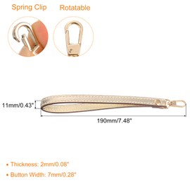 sourcing map Leather Wristlet Strap, 7.48" Hand Wrist Lanyard Leather Replacement Wrist Strap for Clutch Wallet Keychain Bag DIY (Gold, Gold)