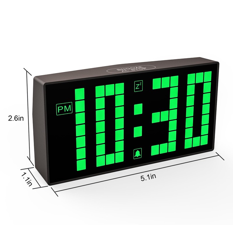 KWANWA Auto-Dimming Digital Alarm Clock with Weekend Mode & Battery