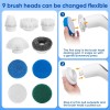 Electric Spin Scrubber, Cordless 9 Replaceable BrushHeads, 3 Speeds, LED