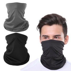 Neck Warmer Snood for Men & Women, 2 pieces Waterproof Windproof Thermal Motorcycle Neck Warmer Gaiter, Multifunctional Warmer Balaclava Hood Unisex for Outdoor Sports, black, grey