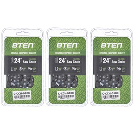 8TEN Full Chisel Chainsaw Chain 24 Inch .050 3/8 81DL For Echo CS-600P Jonsered 2260 Craftsman Pro-55 (3 Pack)