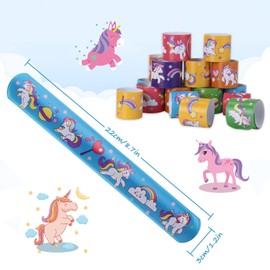 flintronic 30Pcs Slap Bands, Unicorn Slap Bracelets for Party Bags Fillers, Kid's Party Favors Slap Wrist Bands for Kids, Multi-pattern Slap Band for Birthday Christmas Party Favours - Unicorn