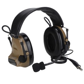 Military Headset 7mm Noise Reduction Military Head Mounted Headphones with Detachable MicrophoneBrown