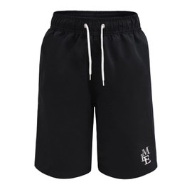 Hill & Sea Boys Swim Trunks Quick Dry Bathing Suits Swimming Board Shorts Swimwear Size 6-7,8,10-12,14-16,18-20(Black,14-16)