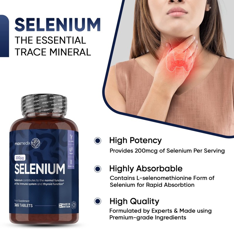 Selenium 200mcg - 1 Year Supply - 365 Selenium Tablets