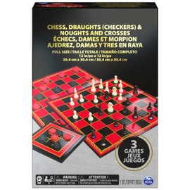 Cardinal Juego clásico de Damas, ajedrez y Tres en Raya, para familias y niños de 6 años en adelante