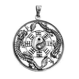 Treasure Bay Mens Women's Yin and Yang Flying Dragon Pendant Necklace