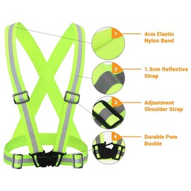 Reflective Vest Running Gear, High Visibility Adjustable Safety Ves for Night Cycling,Hiking, Jogging,Dog Walking (1, Green)