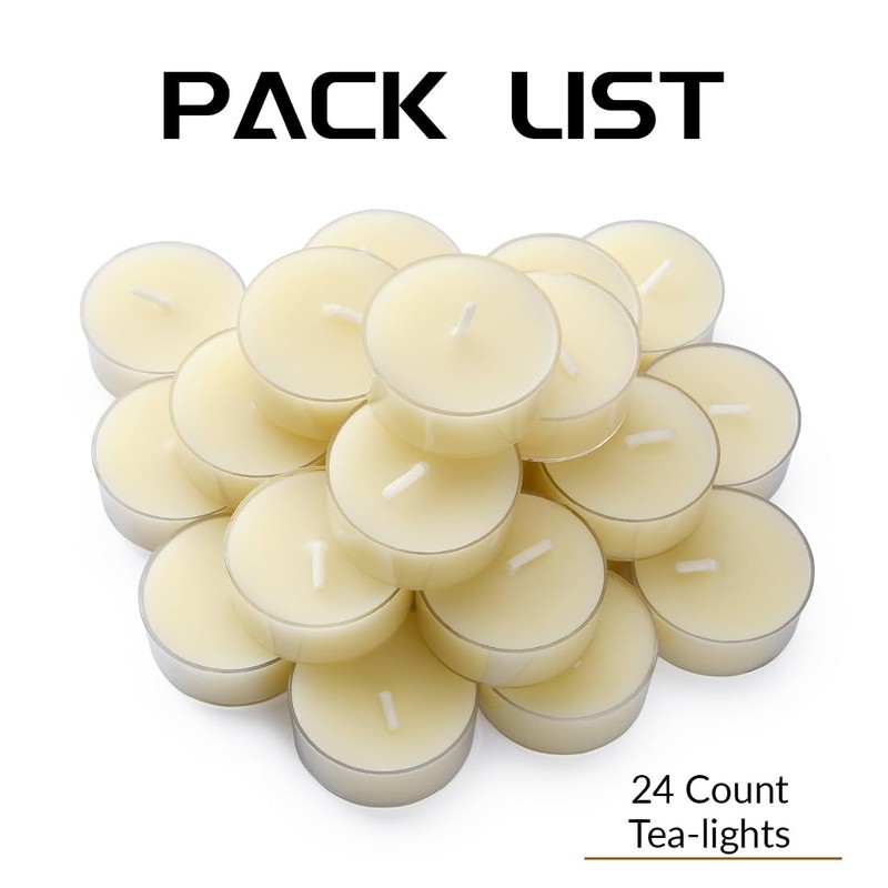 Natural Beeswax Tealight Candles - 24 pcs - Organic Small