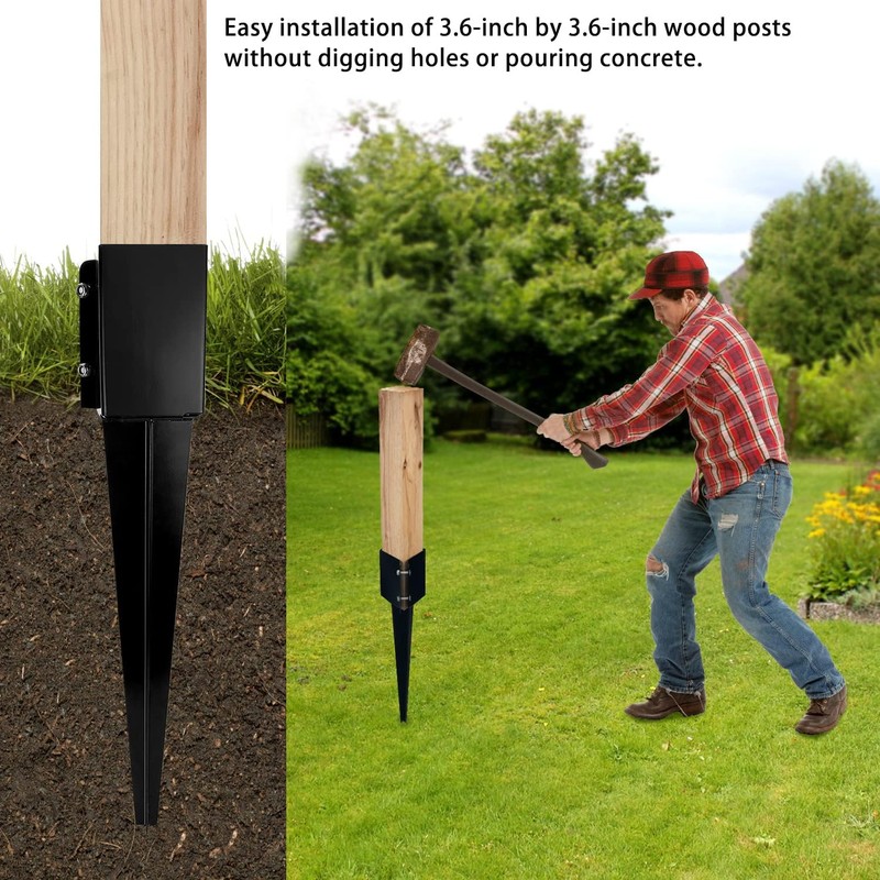 XYADX Fence Post Anchor Ground Spike Heavy Duty Black Powder
