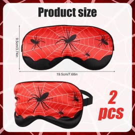 2pcs Spider Sleep Mask, Funny Kids Sleeping Eye Masks with Adjustable Head Strap Soft Imitation Silk Spider Eye Cover for Sleeping for Boys Girls Travel Party Supplies