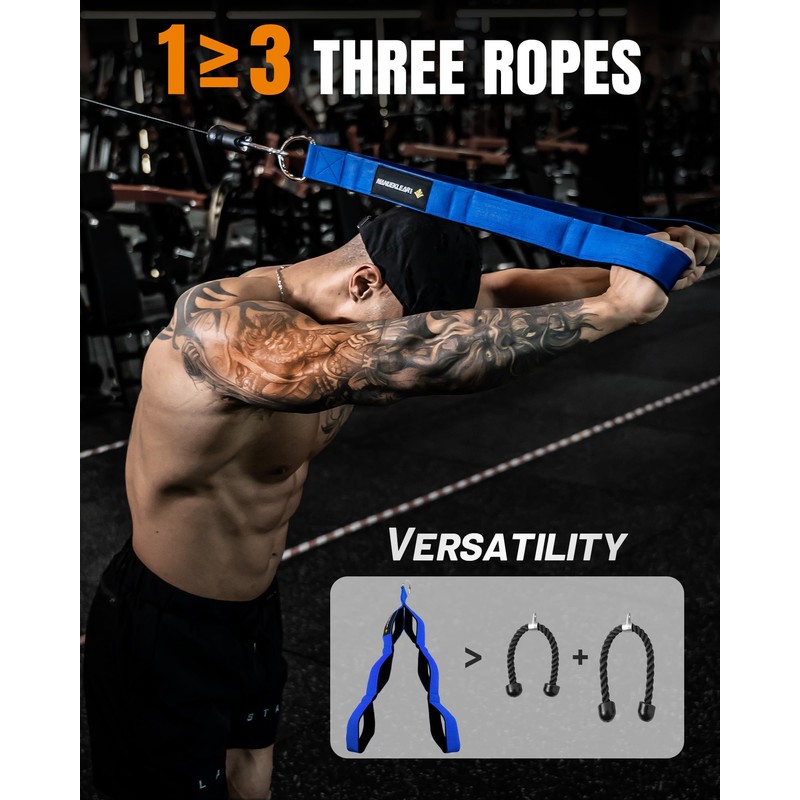MANUEKLEAR Tricep Rope Cable Attachment Handles, Greater Range of Motion,