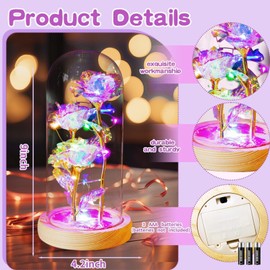 Rose Gifts for Mom, Birthday Gifts for Women,24K Galaxy Rose Glass Flowers, Light Up Preserved in Glass, Gifts for Mom Wife Grandma Girlfriend Lady