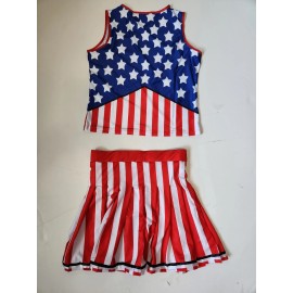 GRAJTCIN Women's USA Cheerleader Costume, Stars & Stripes, L