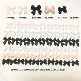 wozidi 60pcs White Nail Art Charms Decoration for Acrylic Nails BowNail Charms Bulk Supplies Accessories Kit Design for DIY Nail Crafts.