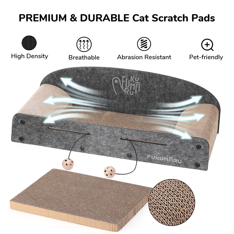 FUKUMARU 26 Inch Cat Scratcher Cardboard Lounge Bed, 2 Reversible