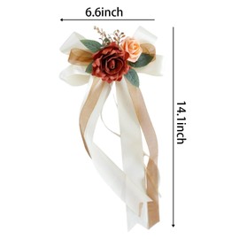 werdecade 2 Packs Decorative Flowers for Wedding Car Mirror,14 Inch Wedding Car Door Handle Bow Decorative Bouquet Supplier (Champagne)