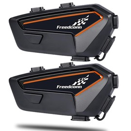 FreedConn F1 Motorcycle Bluetooth Headset Helmet Intercom Headset CVC Noise Cancelling Bluetooth Motorcycle Helmet Universal Pairing IP67 Waterproof 48 Hours Working (F1, 2pcs)