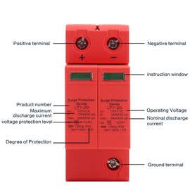 Surge Protector, DC1000V 2P 10KA ~ 20KA Home Surge Protection Low Voltage Arrester Protection Device Lightning Protection