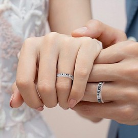 Couples Rings Set Matching Promise Rings Adjustable Wedding Trendy Titanium Stainless Steel Rings for Couples Valentines Day Jewelry (love forever)