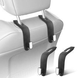 Piriuuo 2 Stück Auto-Haken, Auto-Kopfstützen-Haken Autohaken für Geldbörsen und Taschen Leder-Autositzhaken Auto-Geldbörsenhaken Rücksitz Kopfstützen Haken Auto Haken Zubehör für Taschen Handtaschen