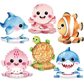 Funhax 48 PCS Under the Sea Party Decorations Ocean Animal Paper Plates Sea Animal Shaped Plates Tableware Set for Kids Boys Girls Baby Shower Ocean Themed Party Supplies