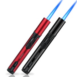 PROMISE Encendedor de antorcha a prueba de viento Encendedor de gas recargable de butano de un solo chorro para vela, soldadura, parrilla. Vida silvestre(Negro&Rojo)