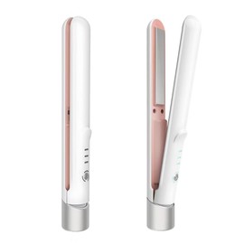 Cordless Hair Straightener and Curler 2 in 1, Fast Heating Ceramic Flat Iron, Rechargeable Wireless Straightening Iron for Women, Portable Travel Hair Styler (White)