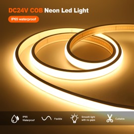 KISUFU 12V COB LED Ribbon, 320LEDs/m Light IP65 Waterproof Neon LED Strip Light mit AC Adapter für Wohnzimmer Schlafzimmer Küche DIY Dekoration
