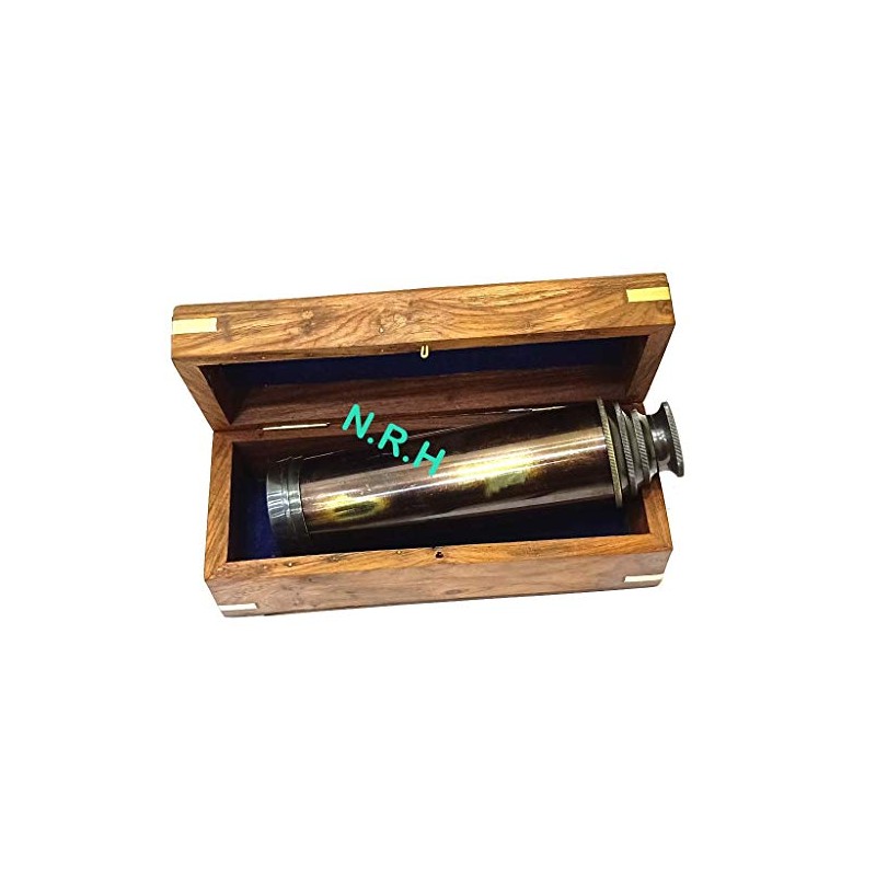 Beatiful Vintage Handcrafte Nautical Telescope Brass/Wood Spyglass Telescope With Rosewood