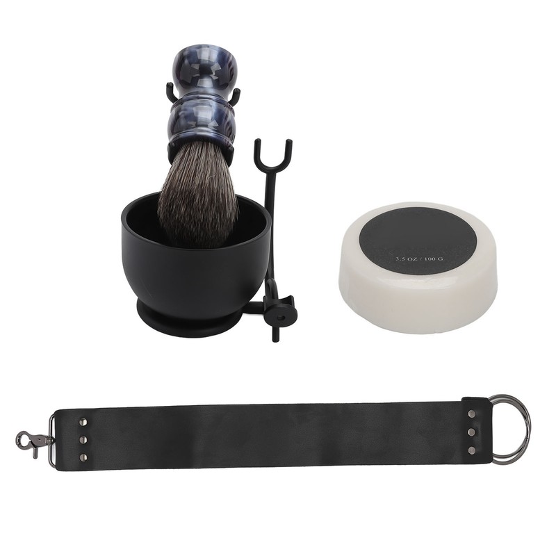 Beard Trimming Set Foaming Bowl Brush Stand Soap Sharpening Cloth