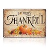 DOODLREAM Thankful Tin Sign Thanksgiving Day Metal CountrysideWall Decor Autumn