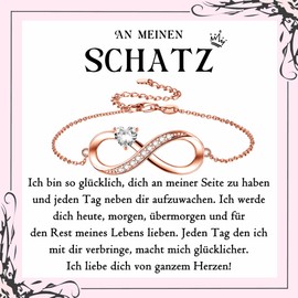 PDTU Gifts for Women, Infinity Sign Bracelet, Anniversary Birthday Gift for Wife, Daughter, Sister, Best Friend, I Love You, Gifts Jewellery Ladies, Zirconium, Cubic Zirconia