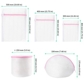 FUNSUEI Set of 10 Mesh Laundry Bags with 4 Bra Laundry Bags Durable Laundry Bags for Bra, Clothes, Jeans, Socks, Cuddly Toys, Blankets, Two of Each of the Five Sizes, White