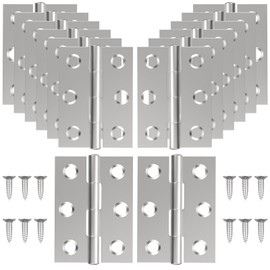 ZIUZI 16 Pcs Small Stainless Steel Door Hinges, 2 inch Window Folding Hings, Home Furniture Hardware with 96 Screws (Silver)