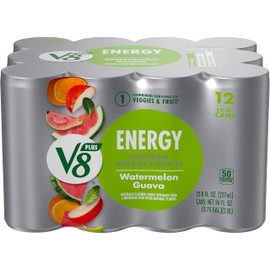 V8 +Energy Watermelon Guava Juice Energy Drink, 8 fl oz Can (12 Pack)