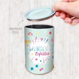 Wunscherfüller Tin Money Box I Holiday, Communion and Special Occasions I Stylish Money Gift I Modern Design I Save Money for Dream Travel and Wishes