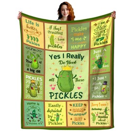 Zorkomr Pickle Blanket Pickle Gifts for Pickle Lovers Women Kids,Funny Pickles Lover Blankets for Aduts Men Boys Bed Sofa Couch Living Room Decor All Season 60"X50"