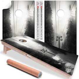 Cornhole Board Wraps and Decals Set of 2 Skins Professional Vinyl Covers Sticker - First Chair Chair Lift Cable Transport Aerial Lift Ski Lodge Cornhole Decal for Boards Covers Sticker Vinyl Wraps