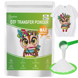 CenDale 2000G White DTF Transfer Powder: Hot Melt Adhesive Digital DTF Powder for Sublimation, Ideal for All Fabrics Including Jeans and Cotton T-Shirts, Compatible with DTF and DTG Printers