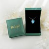 BELRYO Butterfly Necklace 925 Sterling Silver Heart March Birthstone Aquamarine