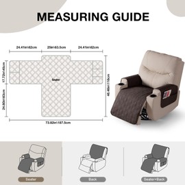 VANSOFY Recliner Chair Covers 100% Waterproof Seat Cover with Arm Reclining Cover Non-Slip Recliner Chair Covers Furniture Protector Washable Slipcover with Pocket for Pets, Dogs(Chocolate，25")