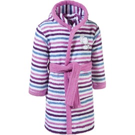 Erwin Müller Children's Terry Mouse Bathrobe with Hood, Pockets and Tie Belt, Absorbent Cotton, Purple-White-Blue