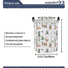 Sanjiaofen Kids Laundry Hamper,Animal Laundry Basket Collapsible Woodland Storage Baskets for Home Decor,Office,Home Organizer,(Woodland animal