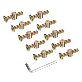 sourcing map 10Pcs Bed Frame Bolts, M8x40mm Hex Socket Head Cap Screws Bolts with Barrel Nuts Hardware Replacement Kit & M5 Hex Wrench for Furniture, Beds, Chair