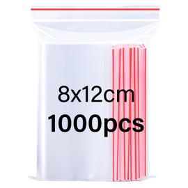 Omtofo Pack of 1000 8 x 12 cm Ziplock Bags, Plastic Bags Sealable Transparent Small Zip Bags, PE Poly Bag Zip Bags Zip Plastic Bags