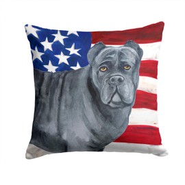 Caroline's Treasures BB9694PW1414 Cane Corso Patriotic Fabric Decorative Pillow Machine Washable, Indoor Outdoor Decorative Pillow for Couch, Bed or Patio, 14Hx14W