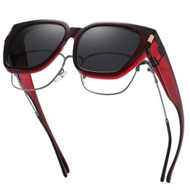 HAOLOTA Polarized Fit Over Glasses Sunglasses for Women Men Trendy Square Wrap Around Shades UV Protection