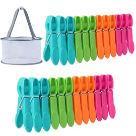 Pegs for Washing Line, Clothes Pegs and a storage mesh bag with a hanging hook, Laundry Pegs, Non Slip Laundry Clothes Pegs, Plastic Clothes Pegs And Bag Set Clothespins 24Pcs