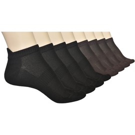 ELYFER - Calcetines deportivos unisex de rayón fino, transpirables, de corte bajo, para mujeres y hombres, 4-8-12 pares, Negro-café (paquete de 8), 5-7